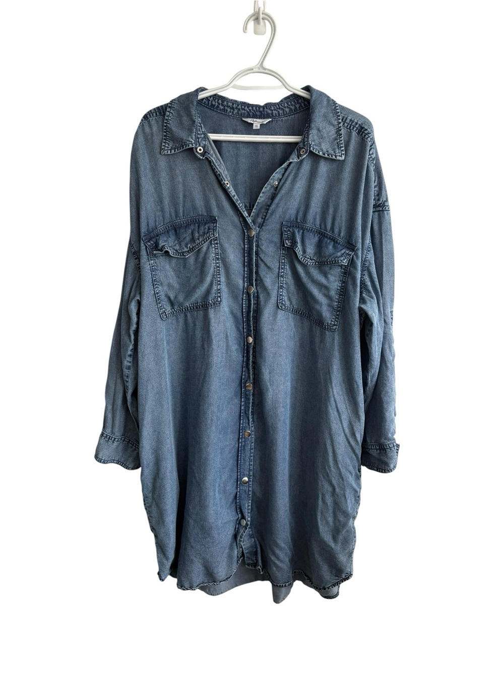 Reitmans Chambray Tunic XXL Soft Denim Snap Button Front Shirt Oversized Casual